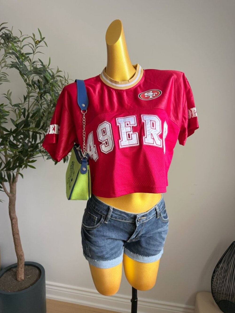 NFL Ultra Game 49ers Red Cropped Jersey Top Size Small